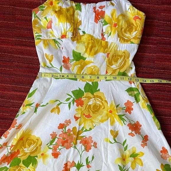 Flower Print ruched top Dress Spaghetti Strap Aline Sleeveless tule Dress - Picture 3 of 11